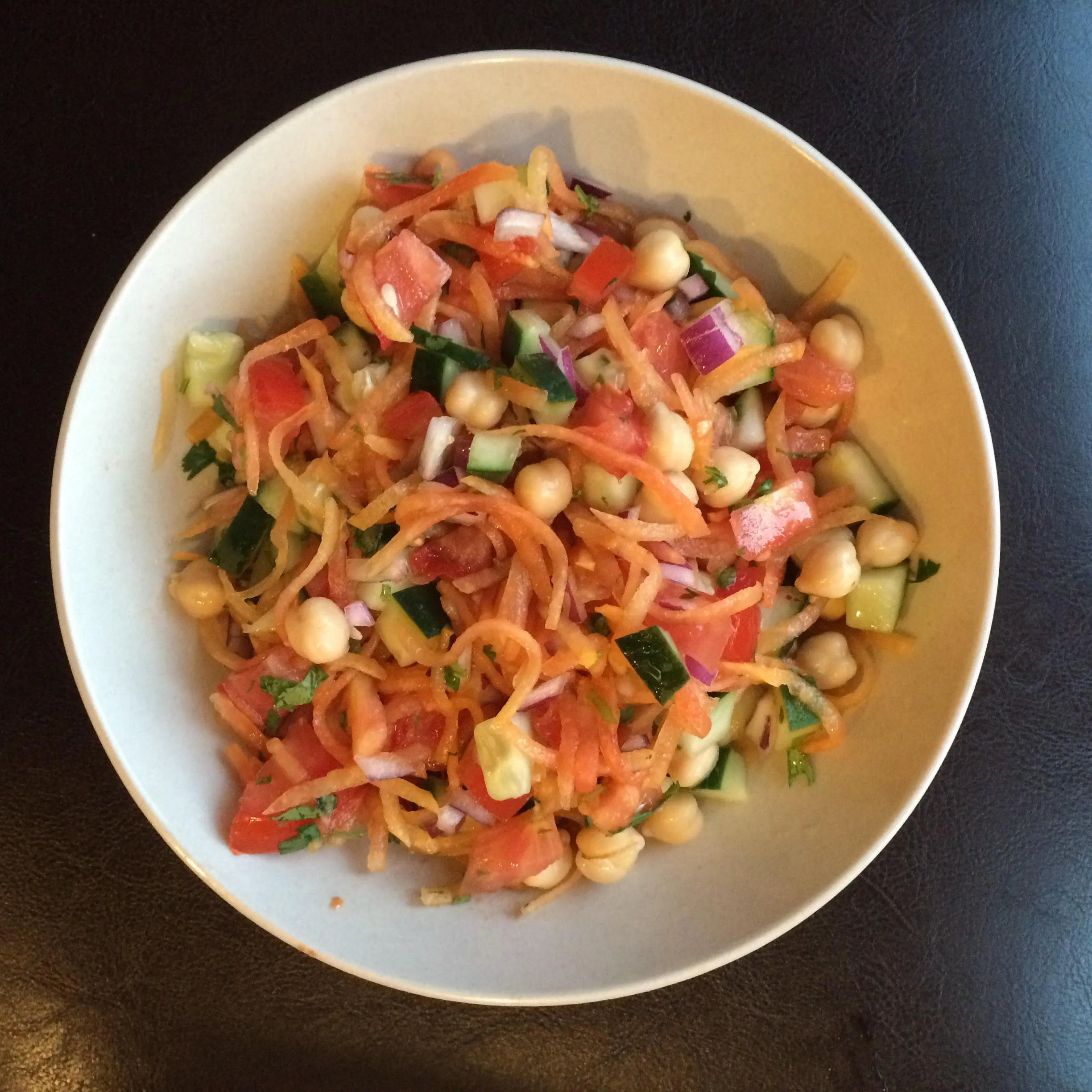 This was MY re-creation of the salad you see above! I've added chickpeas and cucumber to the traditional mix!