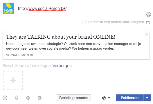 Klik op + om een juiste afbeelding toe te voegen.