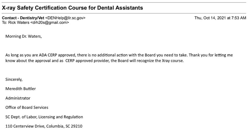 State BoardApproved Xray Safety Certification