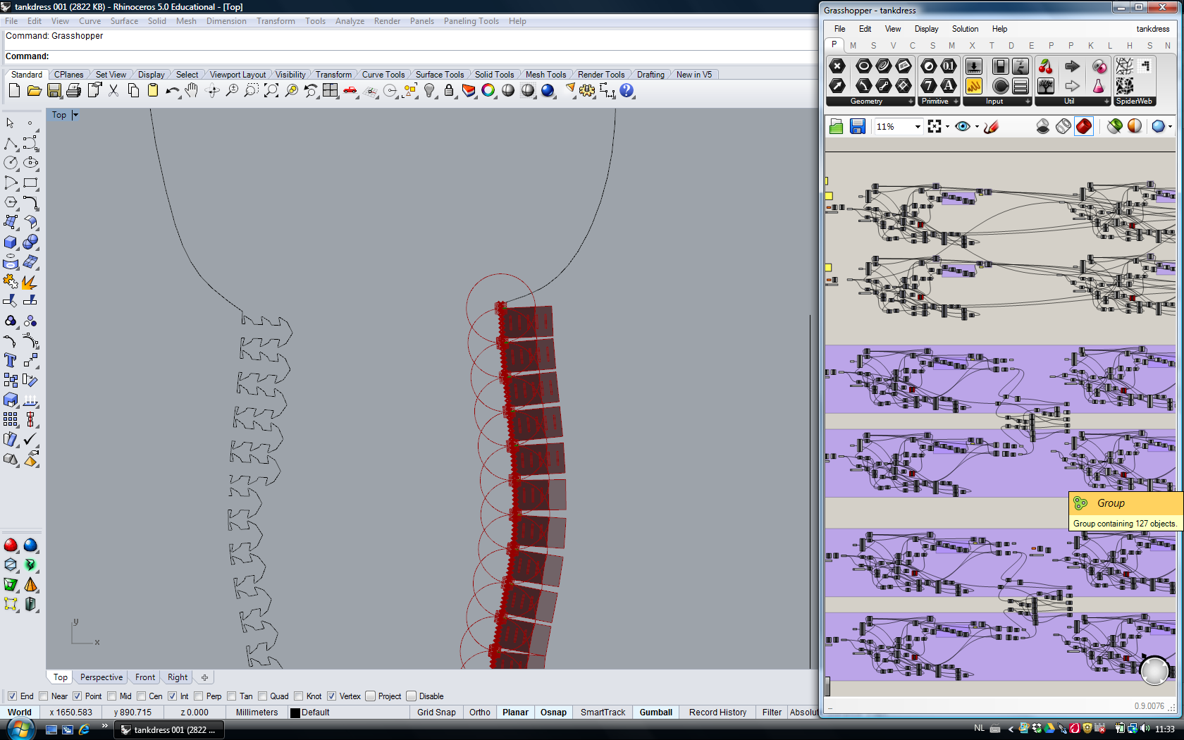 Software to insert connectors into the garment designs.