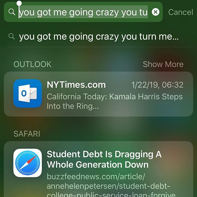 tfw you look up the lyrics to “Turn Me On” and Siri gives you results on the student debt crisis