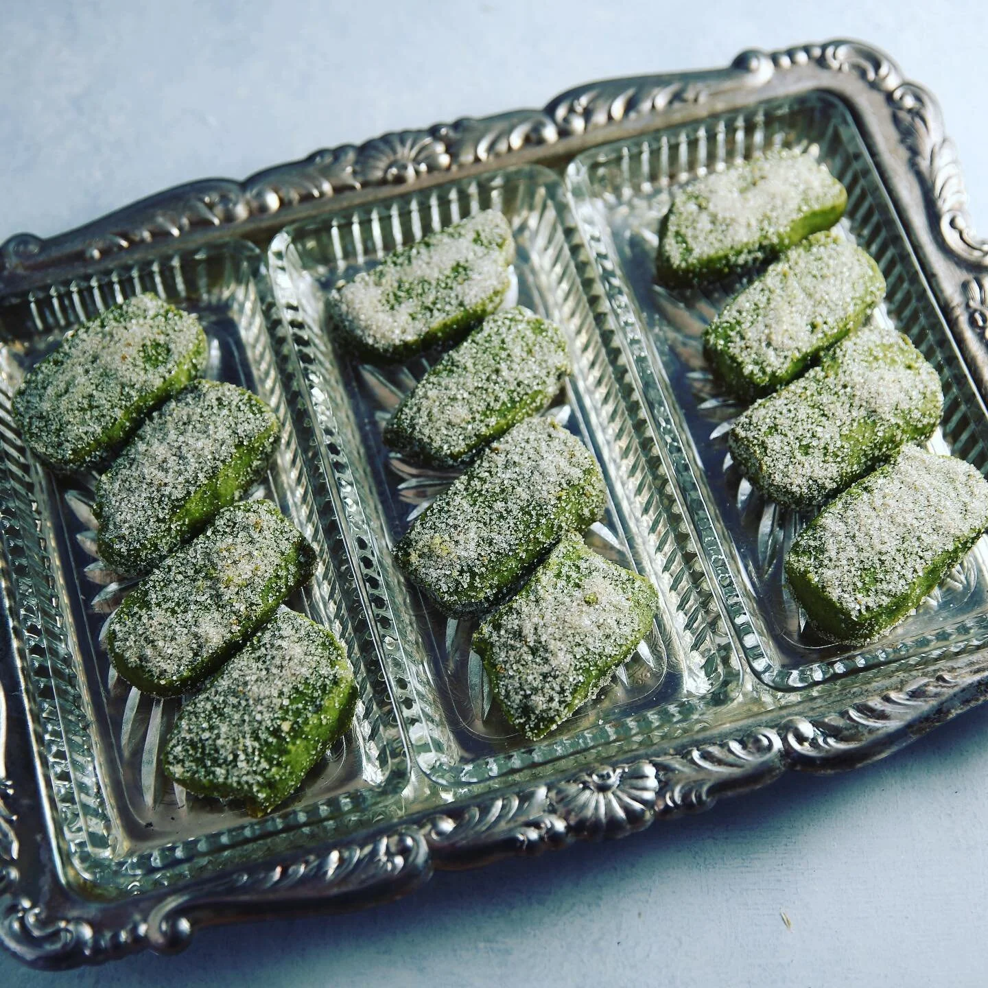 Matcha shortbread with cardamom, recipe from my first cookbook, TASTING CLUB. Ever since visiting Japan 16 years ago (can&rsquo;t wait to return!), I&rsquo;ve been obsessed with #matcha. Love incorporating it in sweets (which I&rsquo;ll indulge in on