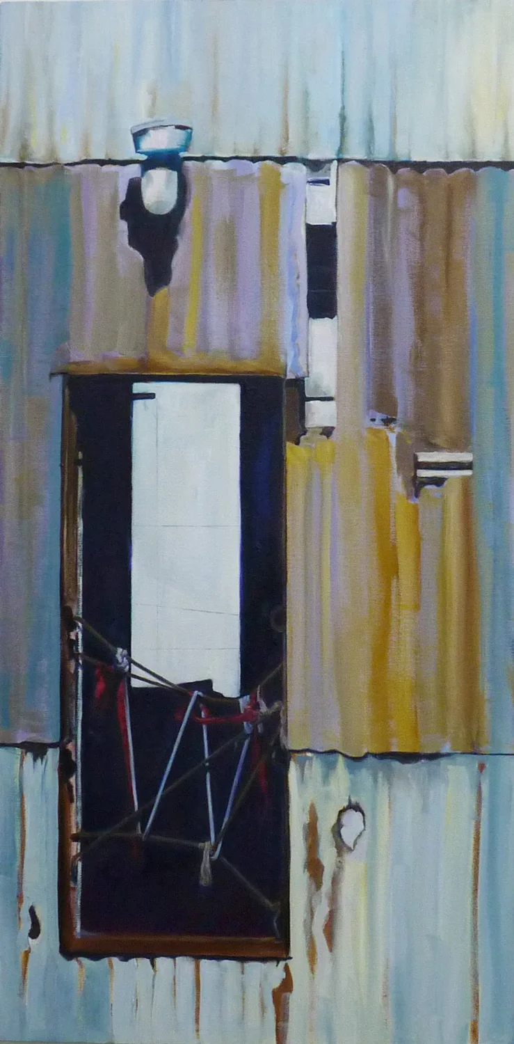 No Exit from Working the RIver series. Oil. 36 x 18"