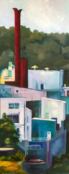 Stacks, Oil, 40x15.75" From Working The River