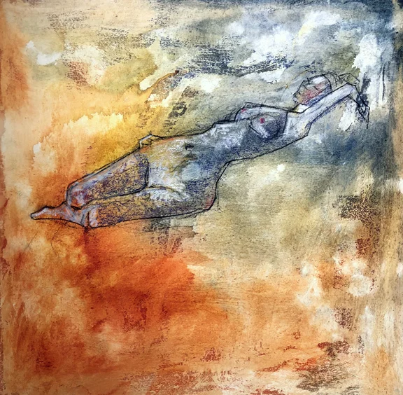 Acrylic and Charcoal on paper. 24x24 ish. 