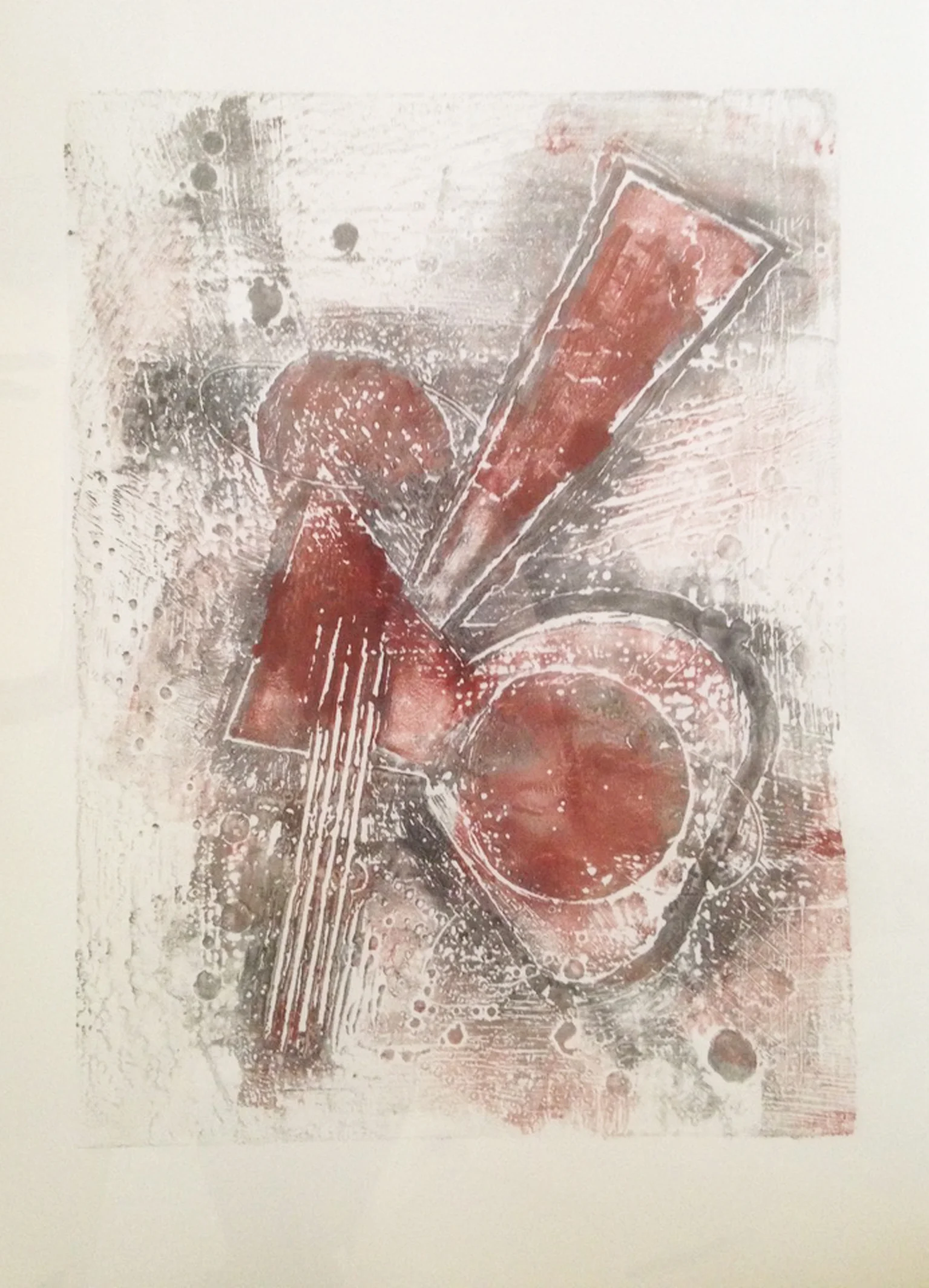 Collagraph approximately 22x15” Cracks me up. Tend to forget the image will be in reverse when I plan a print. A definite signal to practice right-side-really-on-the-left by making more collagraphs..