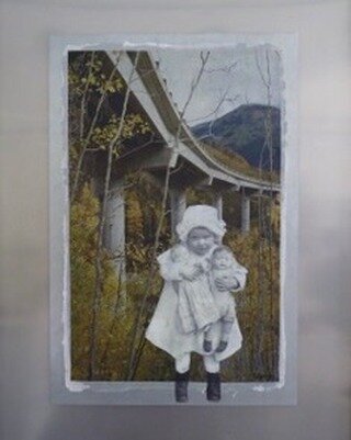 &ldquo;Hope&rdquo; Part of Living Their Memories series. Acrylic, aluminum,steel. 24 x 18&rdquo; The bridge in the photo is near a town named Hope in Alaska. The child is an ancestor. A brief history of the real Mother Day on my blog at RoxanneColyer