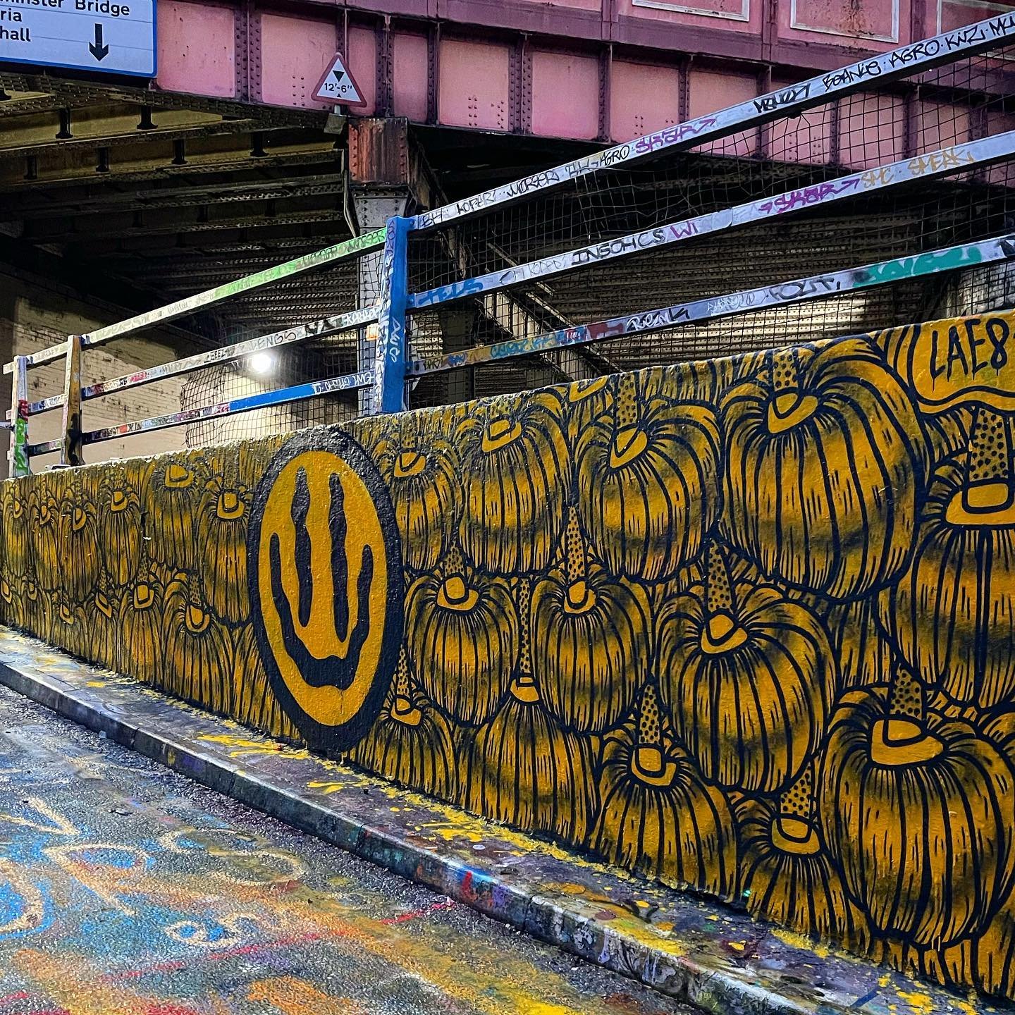 A little bit of colour and a huge bunch of Echinacea flowers definitely lift the spirits on these dark winter days! A fun afternoon painting down @leakestreetarches @leakestreetart with my boy Bu! Swipe for the #wip shots 💛🌼🙃💫

#smiley #echinacea