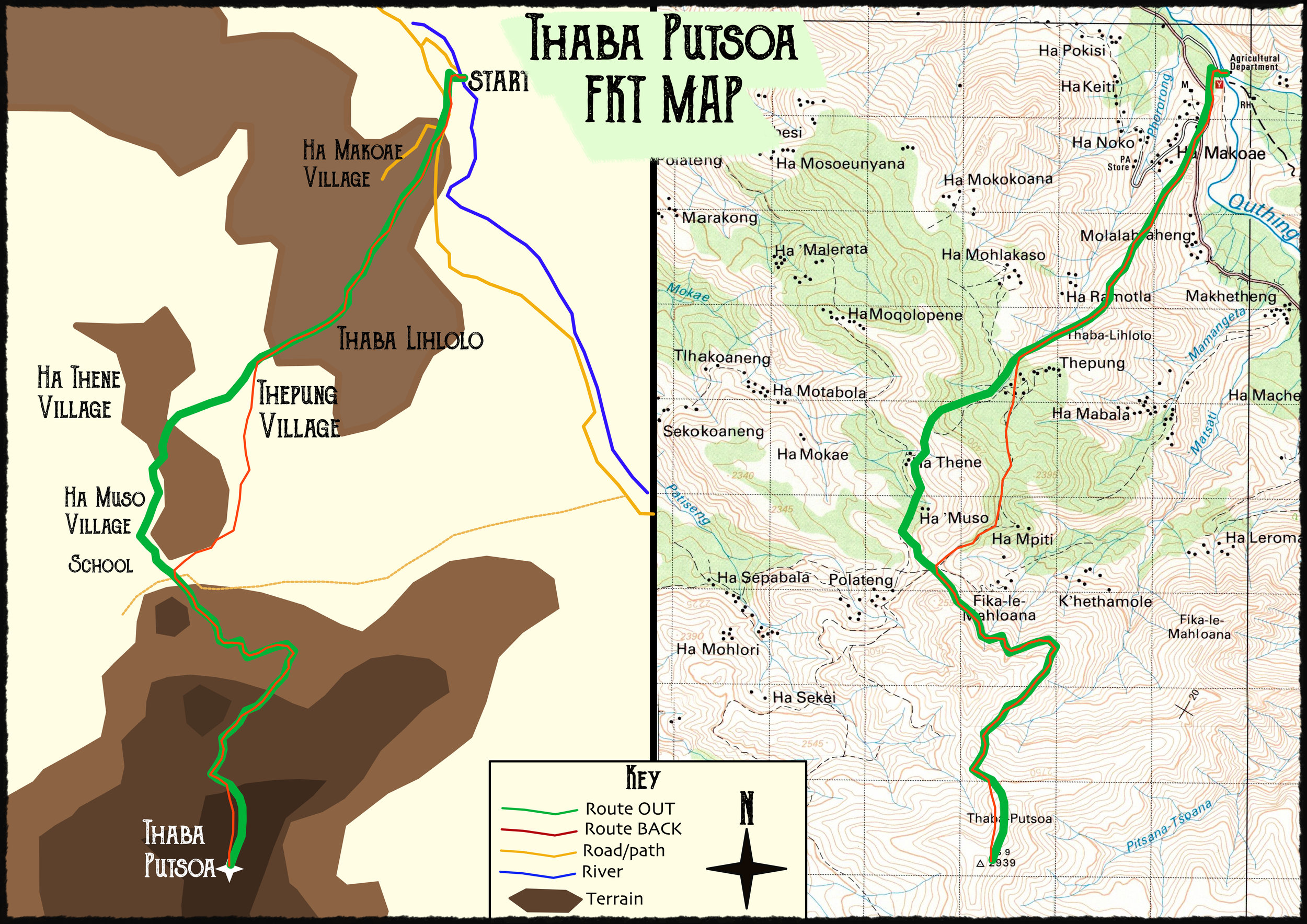 The Topographical map of the route