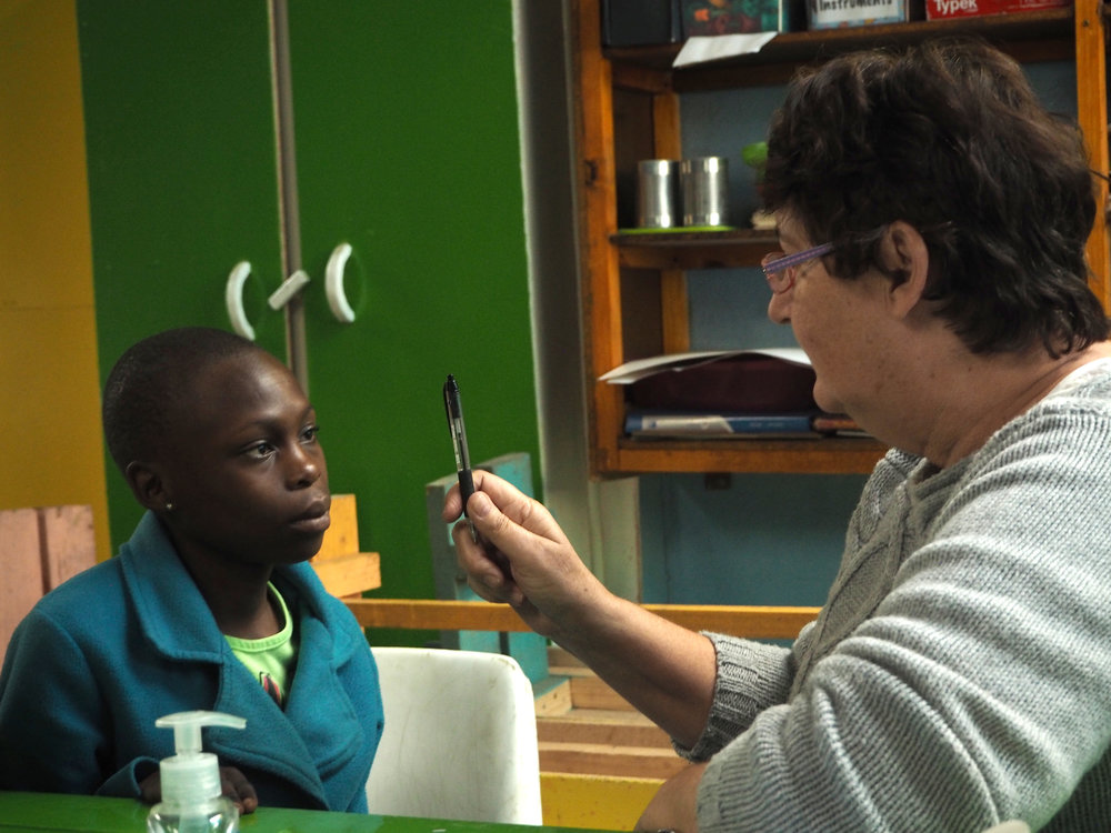 Eye exams with Nurse Cathy from Shelley Beach Full Gospel Church.
