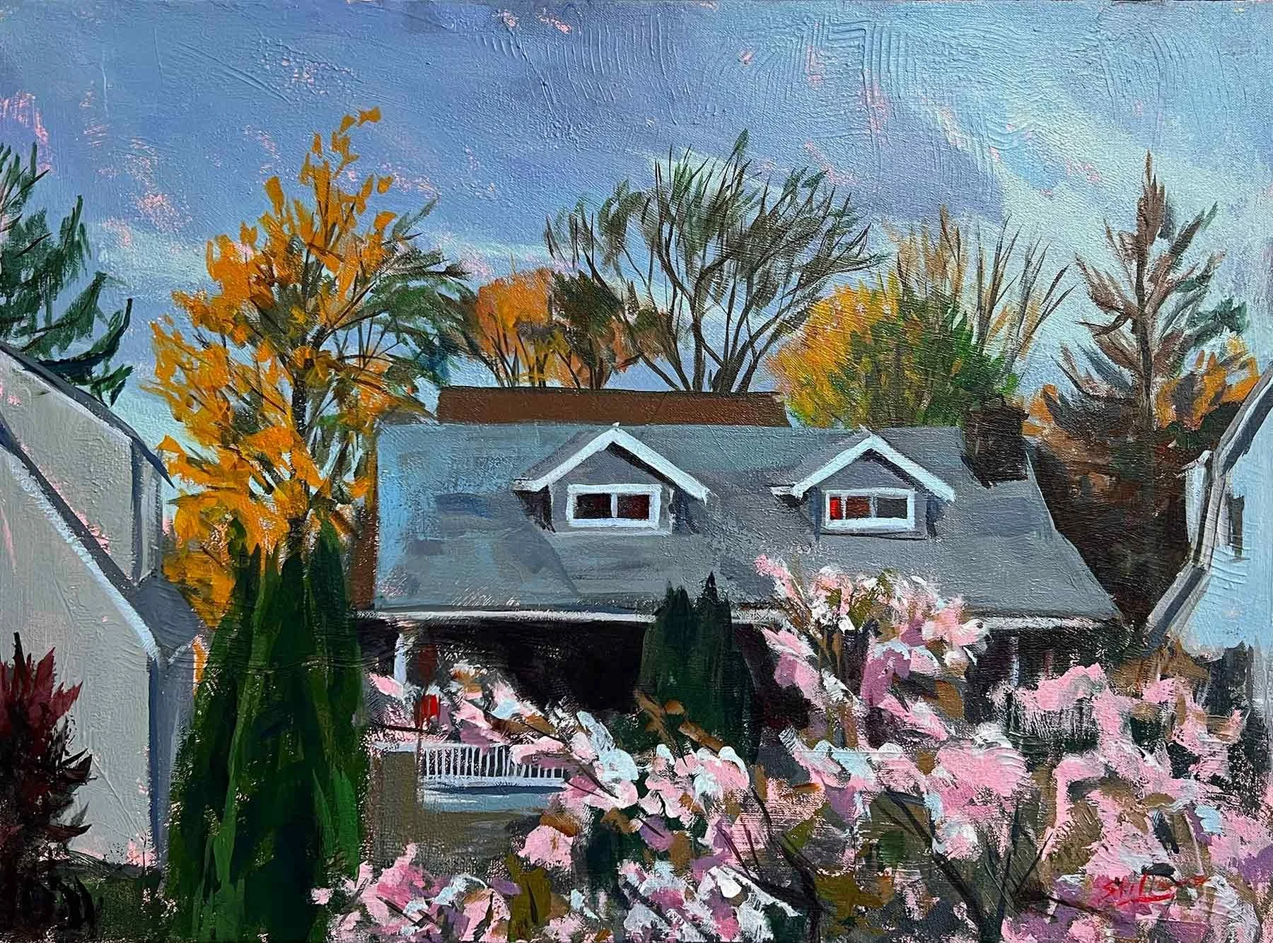    Cherry Blues    acrylic on canvas 18” x 24”  2023 