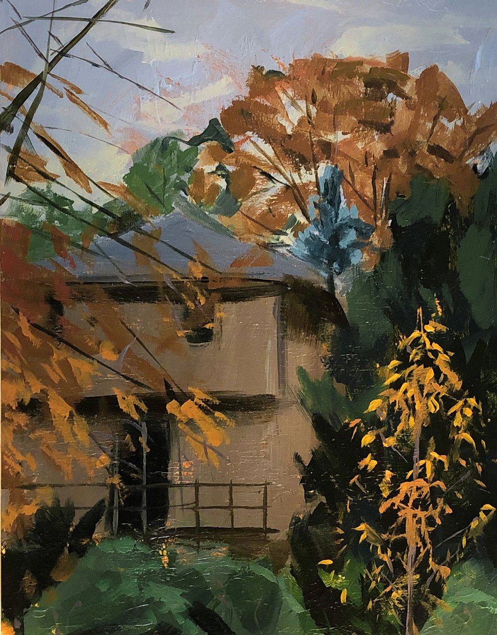  Gold Leaves, acrylic on wood panel, 14” x 11” $700 