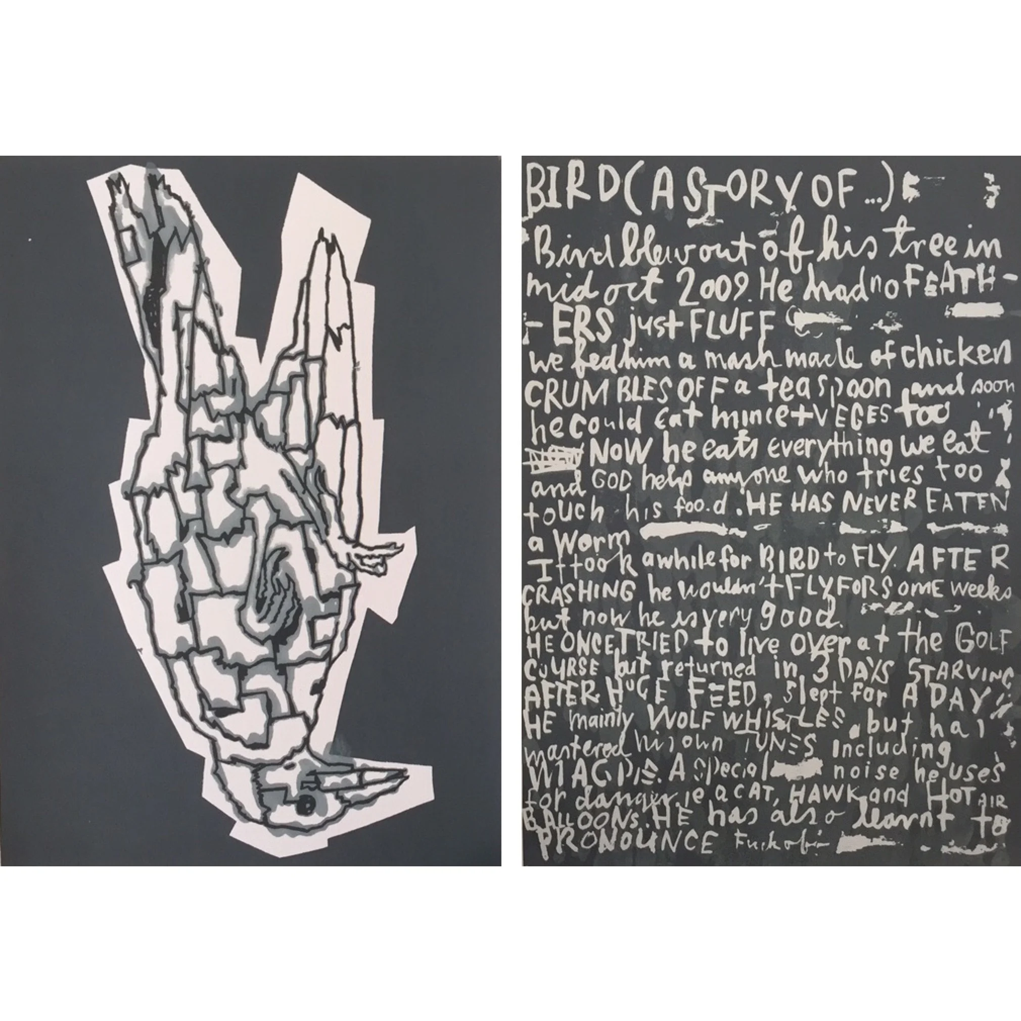 Bird Study Diptych - B + W