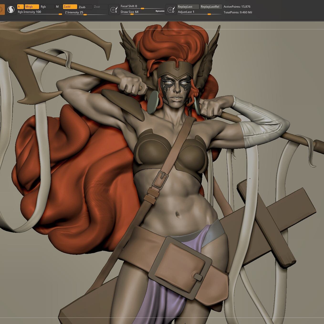 I probably shoulda been posting updates of this month&rsquo;s Friday live stream sculptings with @stylusleague @miketartworks @mlcreative3d and Raul 😅. Here&rsquo;s some progress on Spawn&rsquo;s very own, Angela.  She&rsquo;ll beat you up.  Next Fr