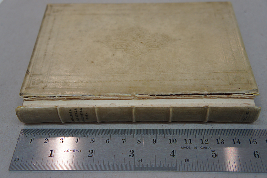  vellum binding, front hinge broken 