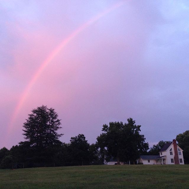 Good enough for Dorothy. #rainbow at dusk at Covenant Grove. #happyplace #farmlife #nofilter