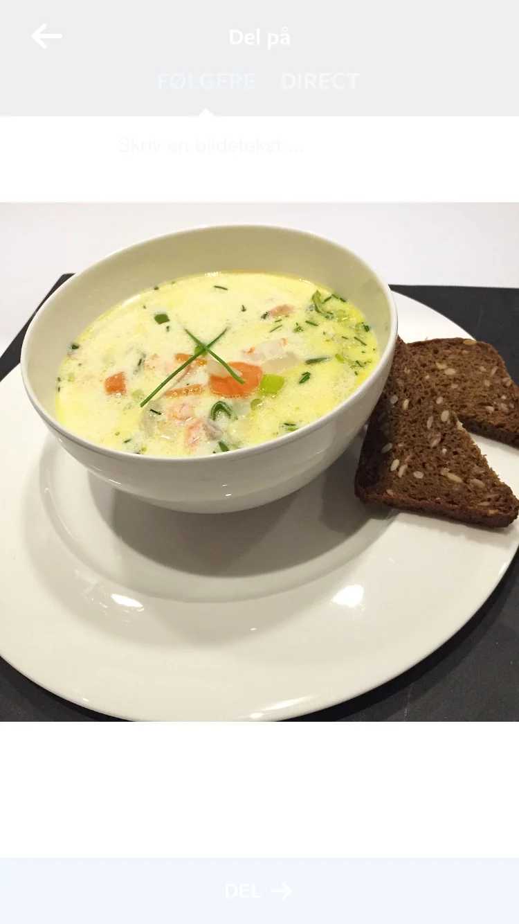 Kremet fiskesuppe med laks og reker
