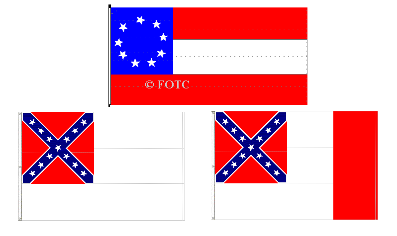 Three variants of the flag of the Confederate States of America 