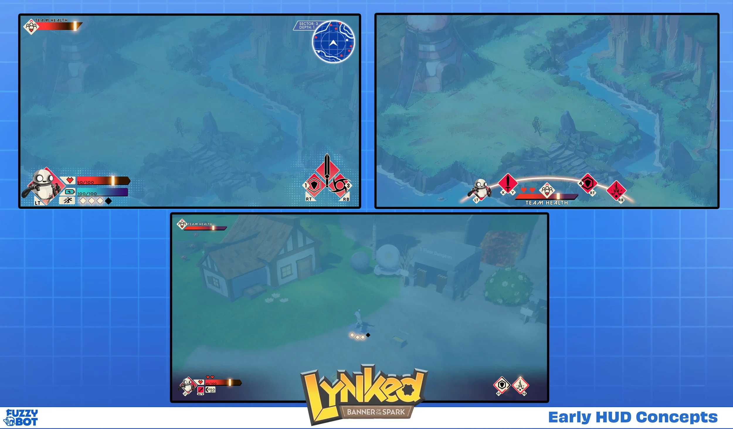 Way before we had even hired UI/UX designers and artists on the team I did some very early look dev on what our game HUD could look like. While this was never meant to be final art, only something more polished than programmer art, I was still happy