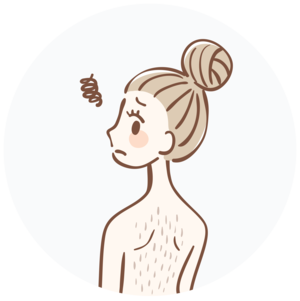 Graphic of nude woman with skin issues