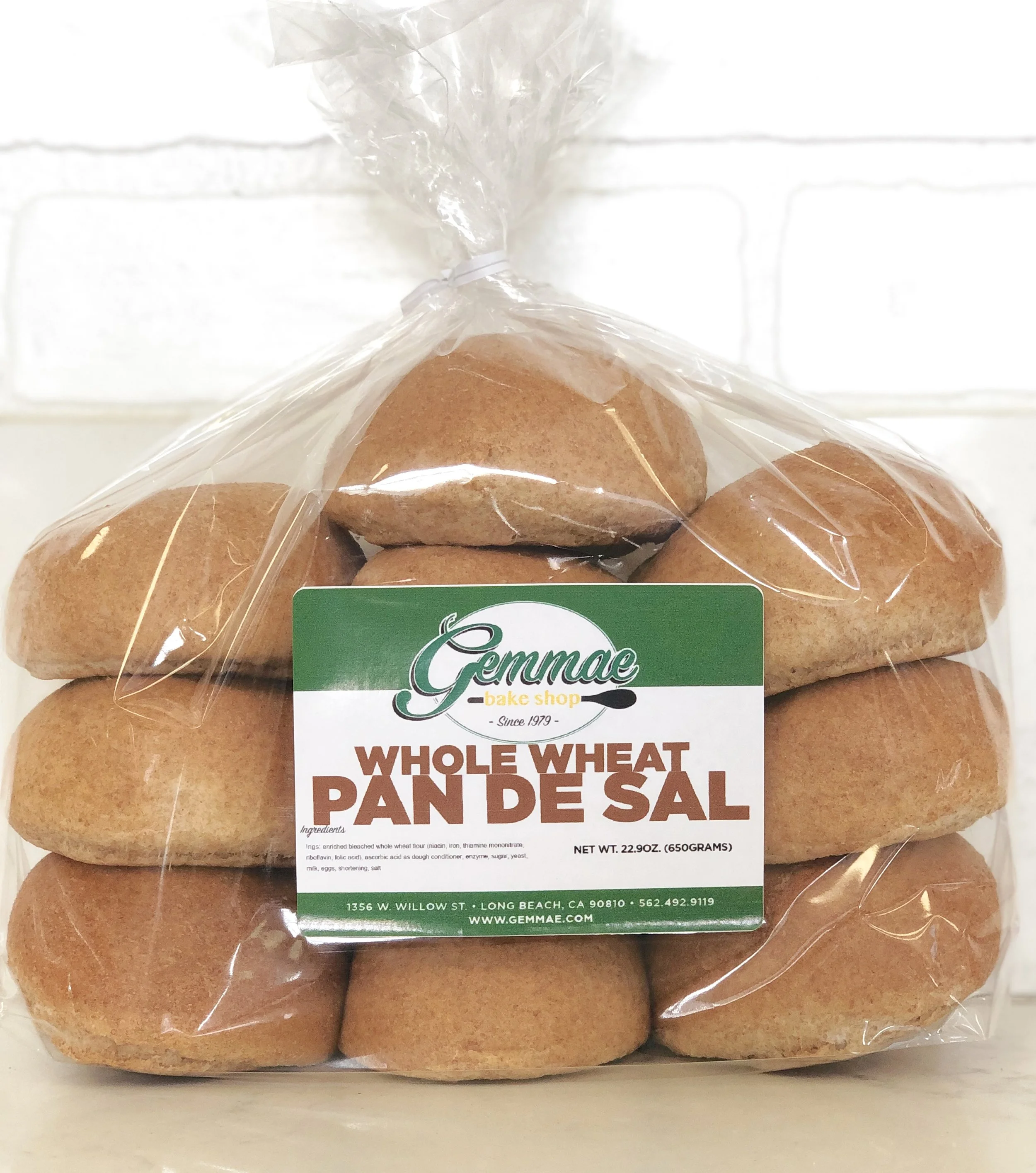 WHOLE WHEAT PAN DE SAL Our traditional Filipino bread bun made with healthy whole wheat flour. Soft, fluffy, and baked every morning to ensure freshness. Each bag contains 10 bread buns. Best when toasted.