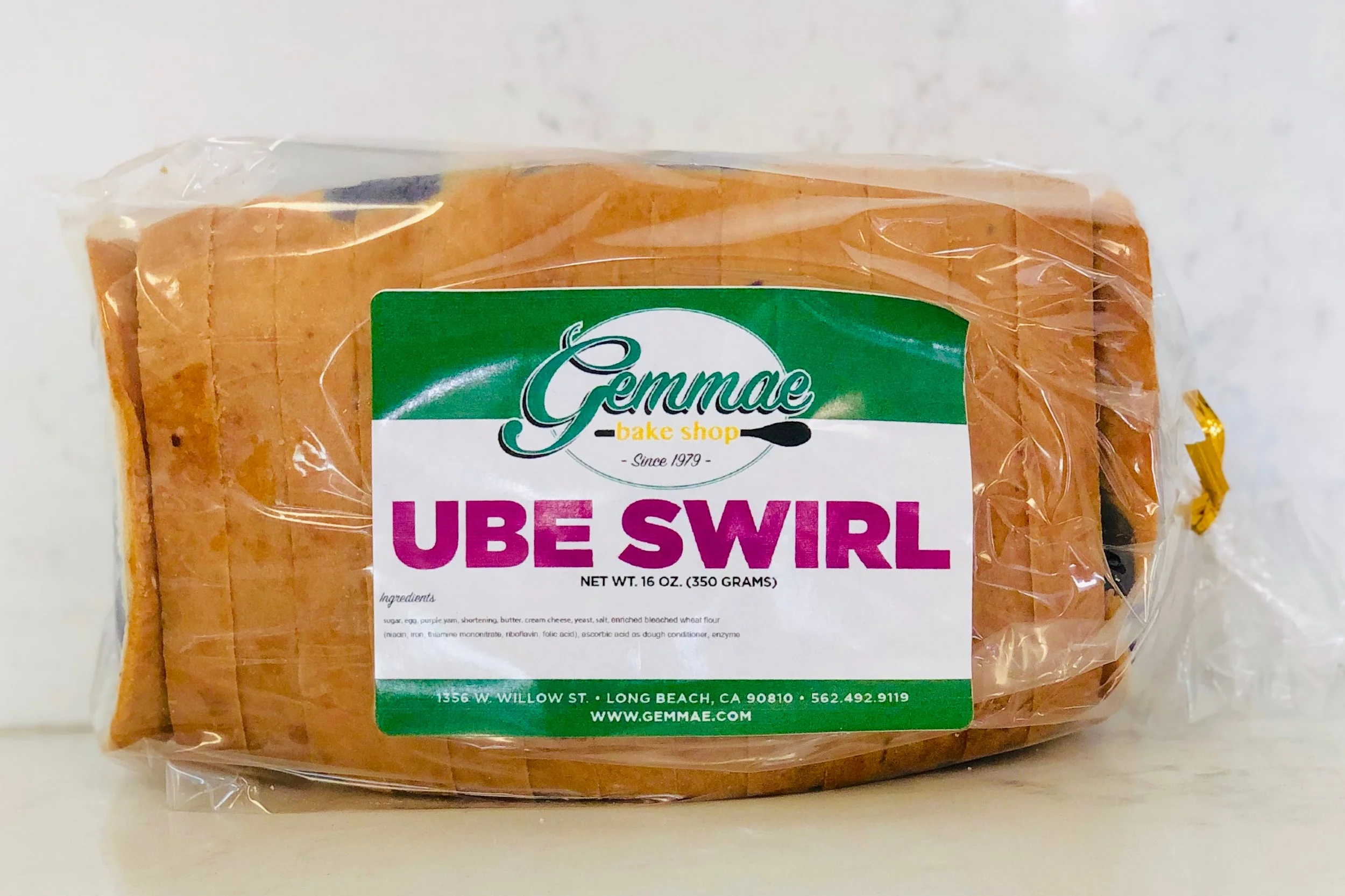 UBE SWIRL LOAF Ube bread dough swirled inside our soft, milk bread. Toast for best flavor.