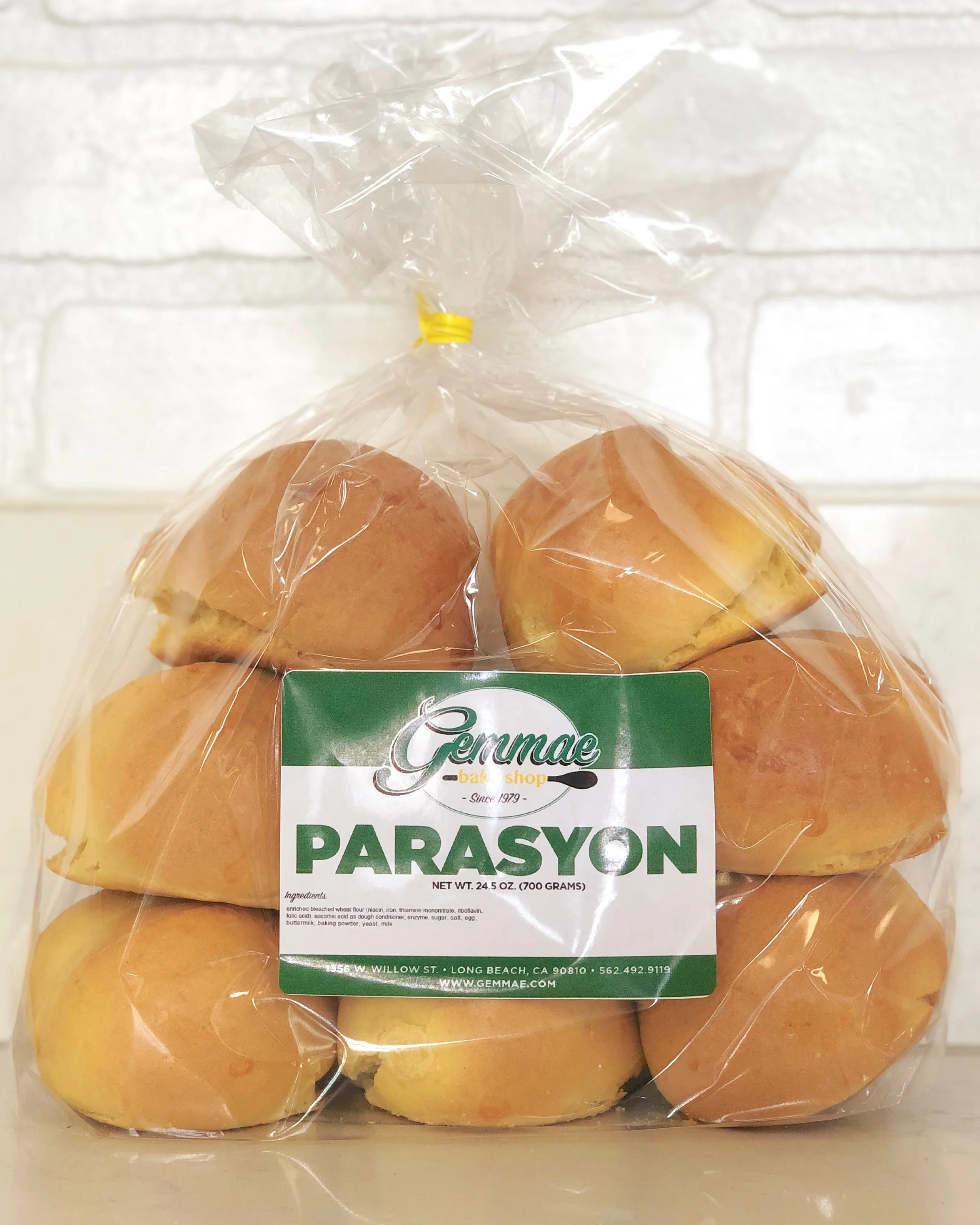 PARASYON Sweet, dense, buttery bread buns. Each bags contains 8 buns. Best when toasted.