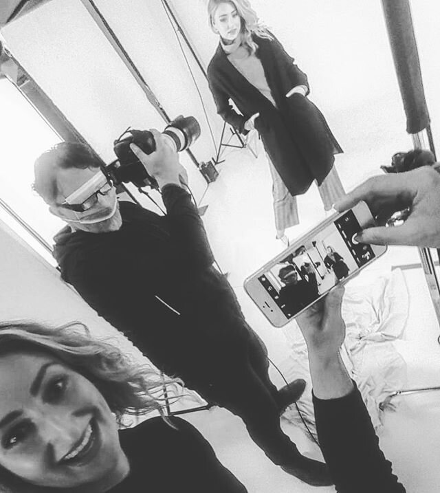 BTS shoot with @lincolnst.clothing #fashion @laurentfilippini #photographer @studiobastille with @tessshanahan #model @makeupbymanuu #makeupartist