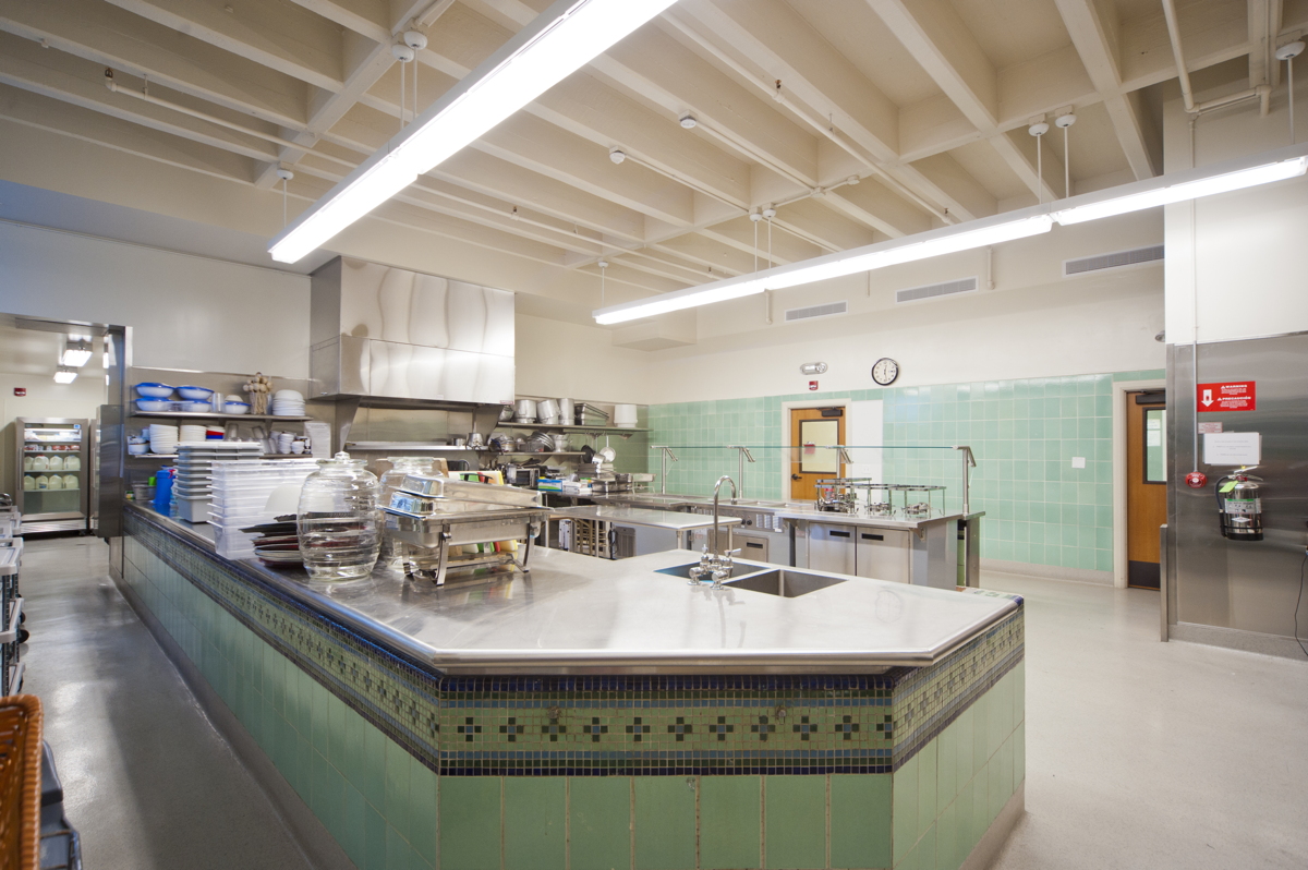 Historic therapy pool converted to kitchen service line