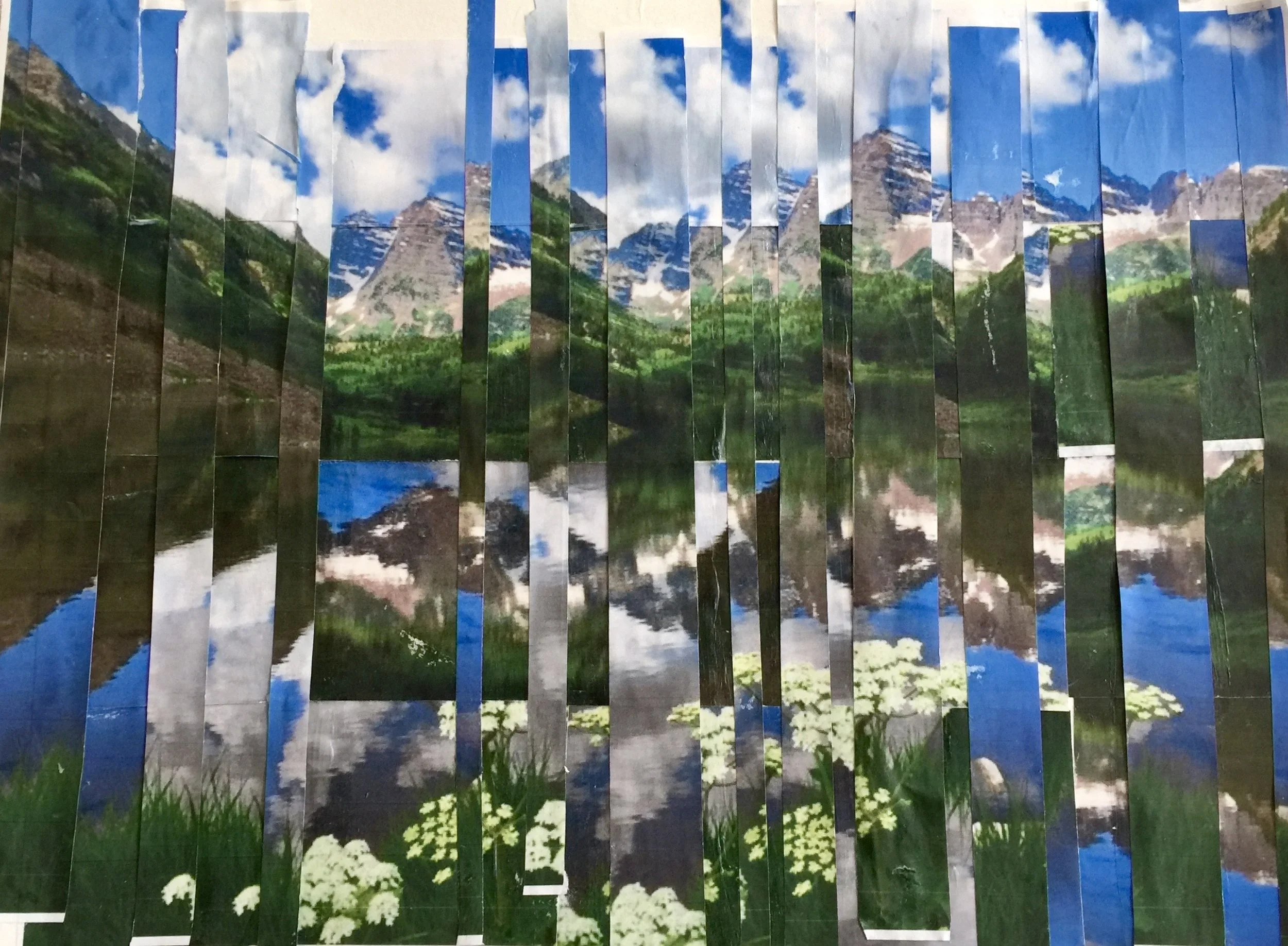 Maroon Bells Fall 2016 Two cut up original color photographs 12" x 16" 