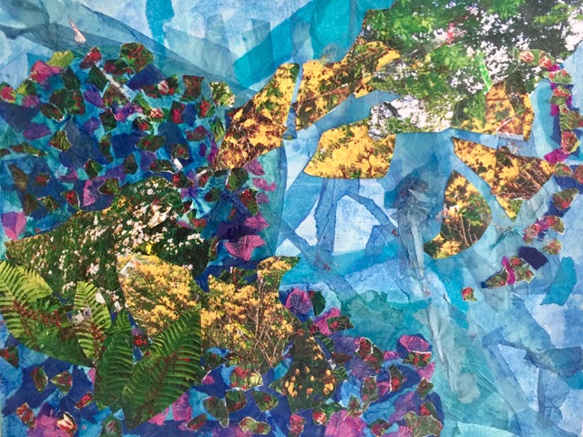 Giverney Memory 1 Spring 2017 Transferred images, cut up photographs, acrylic paint, tissue paper 11" x 14"