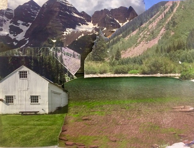 House by the Mountain Lake 2017 Torn up original photographs 11” x 14”
