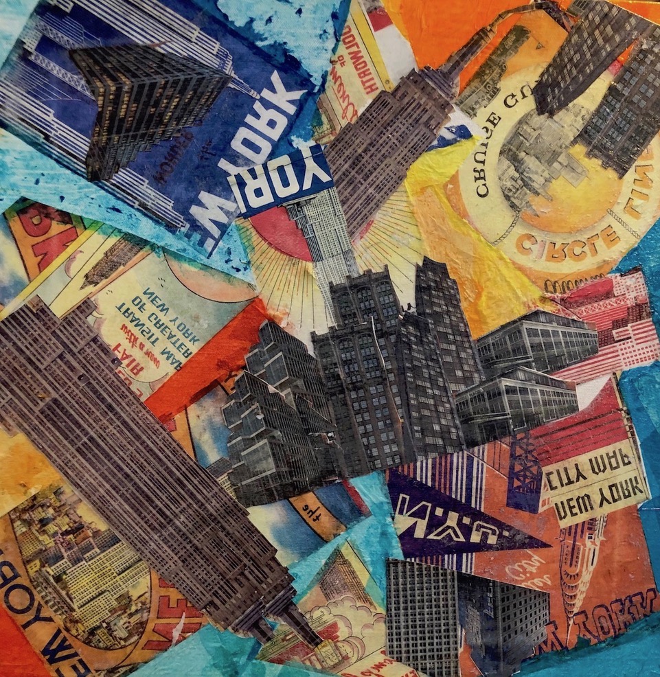 New York in Free Fall 2019 Papers & acrylic paint 18” x 18”