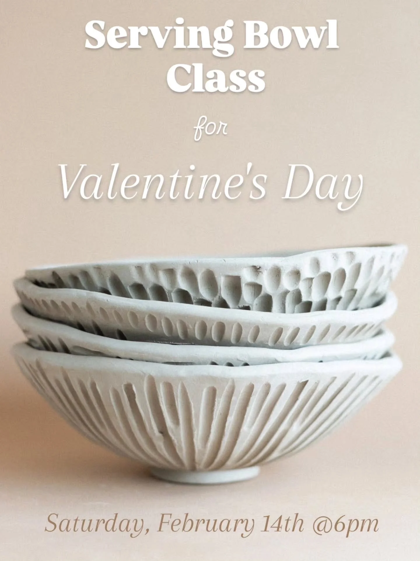Valentine's Day is booking up quick 💘
But we still have some slots currently available for our 6pm Serving Bowl class!