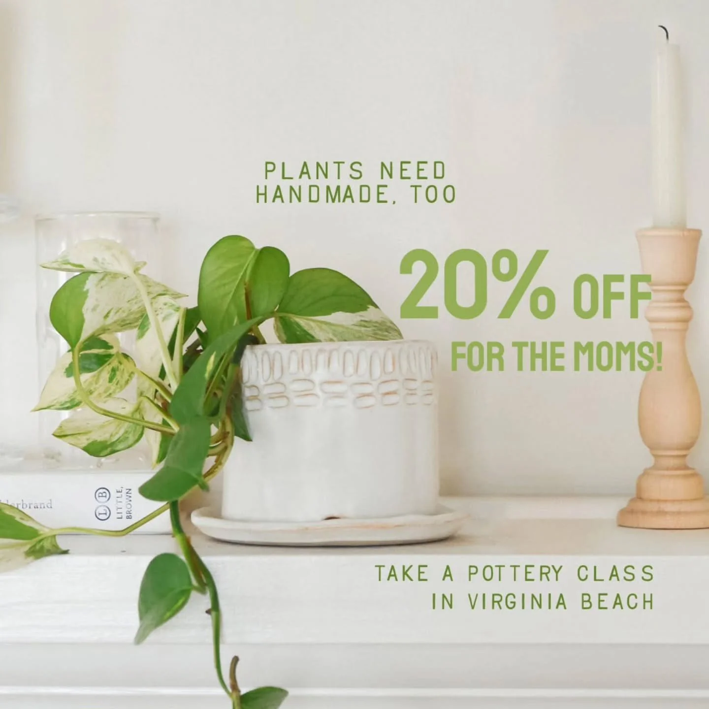 Quick! From now until May 11th use code MOTHER for classes and code MOM for class gift cards and save 20%! Available both online and in studio 🌱 give Mom the gift of quality time (and handmade pottery!)