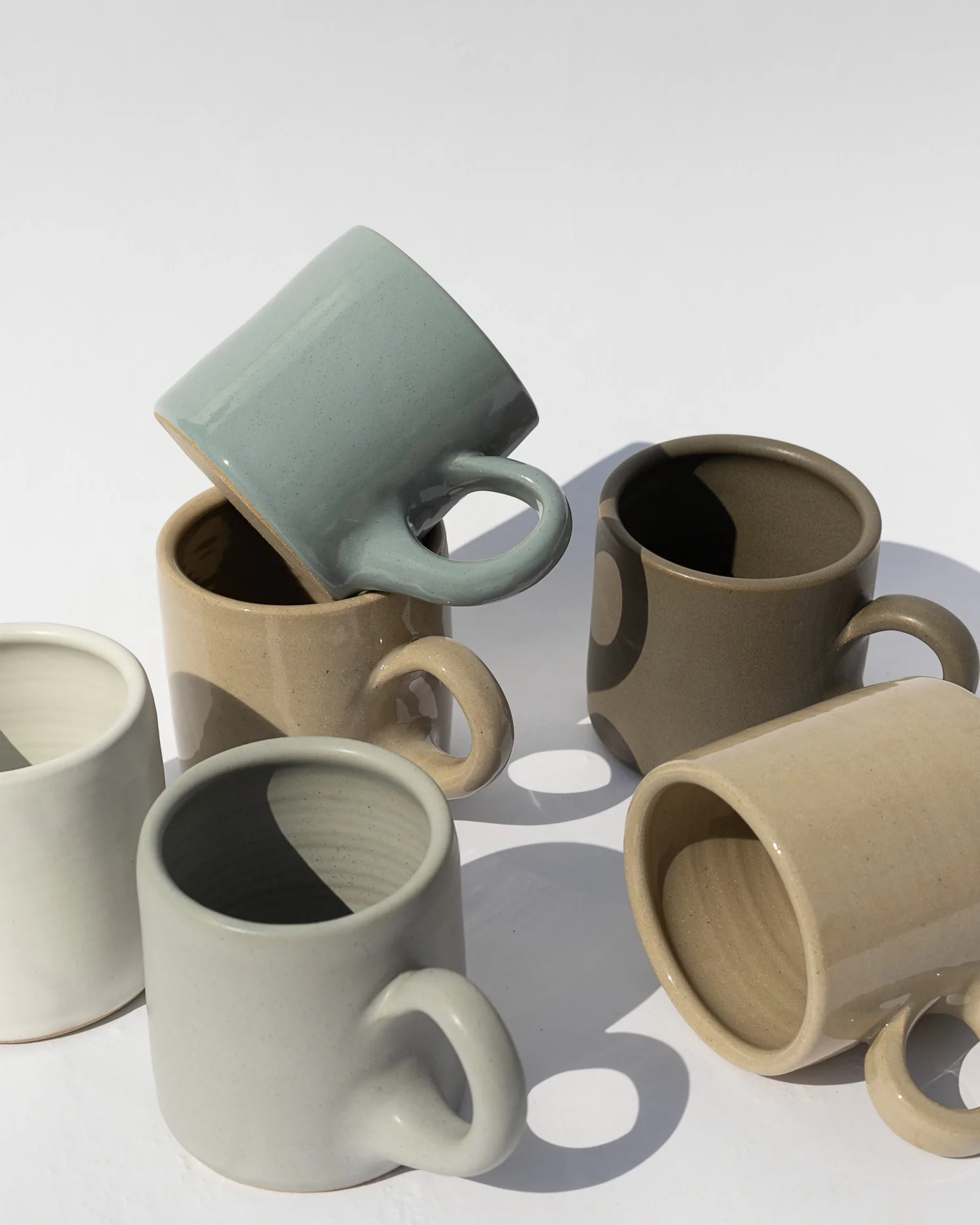 Set of 4 Caf Ceramic Mugs  12oz Handmade Stoneware Cups  Jars of Dust