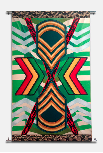 Chevron, 2013, oil on canvas, cotton trim.