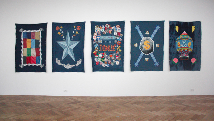 Denimism, @West Space, installation view. Oil on denim, 2012