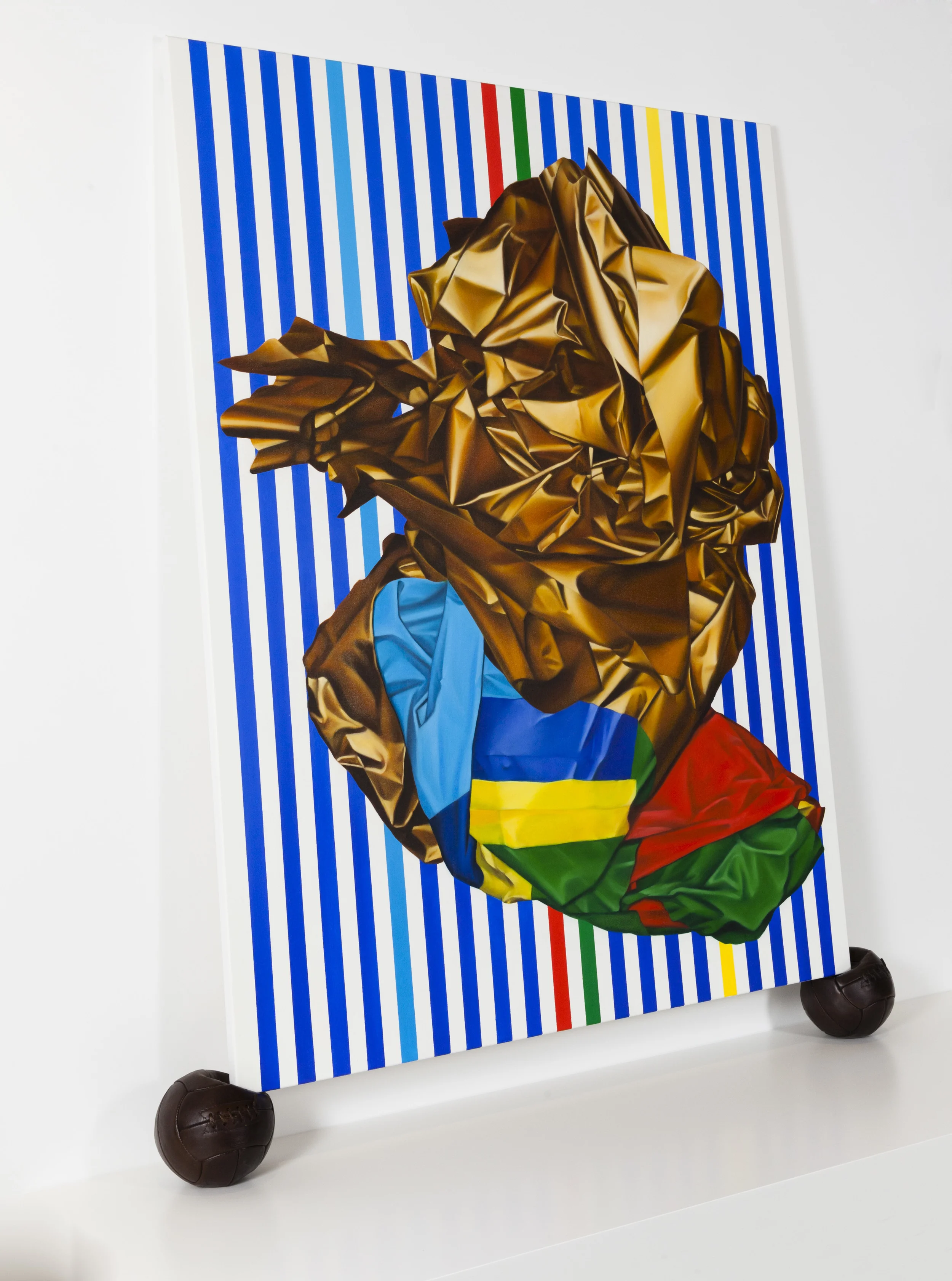 Copa, (Artbank/Gertrude Contemporary commission) 2015. Oil on canvas, cast bronze footballs.