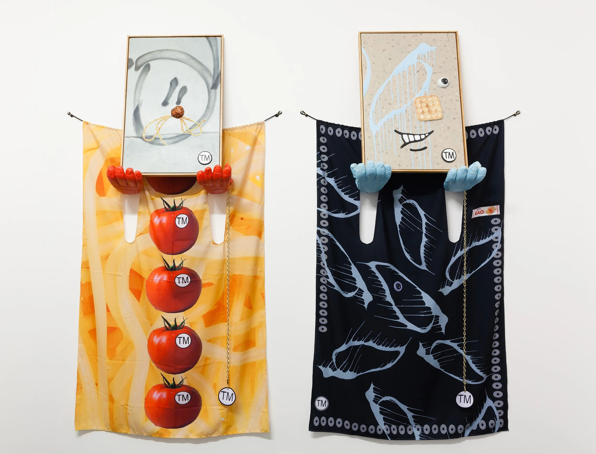 The House of SimonFitzsimon install, oil on clay & board, plaster, digital print, brass and cotton embroidery. 2015. Photo courtesy of Taryn Ellis