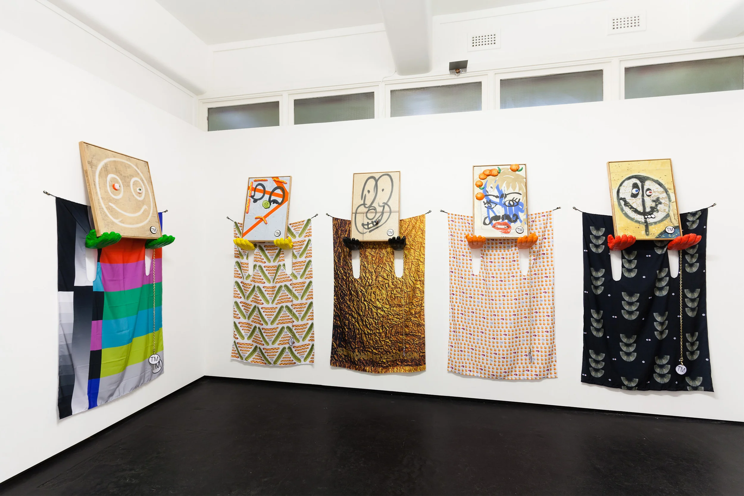 The House of SimonFitzsimon install, oil on clay & board, plaster, digital print, brass and cotton embroidery. 2015. Photo courtesy of Taryn Ellis