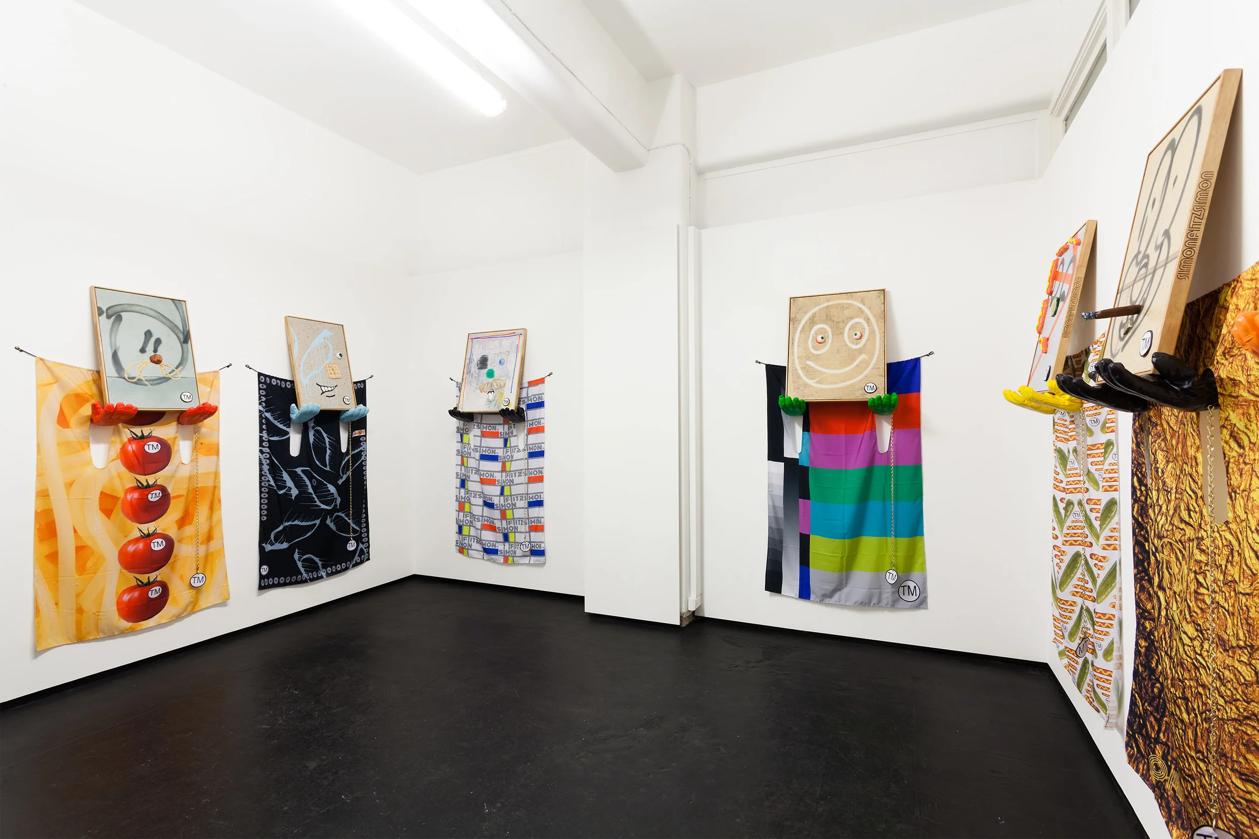 The House of SimonFitzsimon install, oil on clay & board, plaster, digital print, brass and cotton embroidery. 2015. Photo courtesy of Taryn Ellis