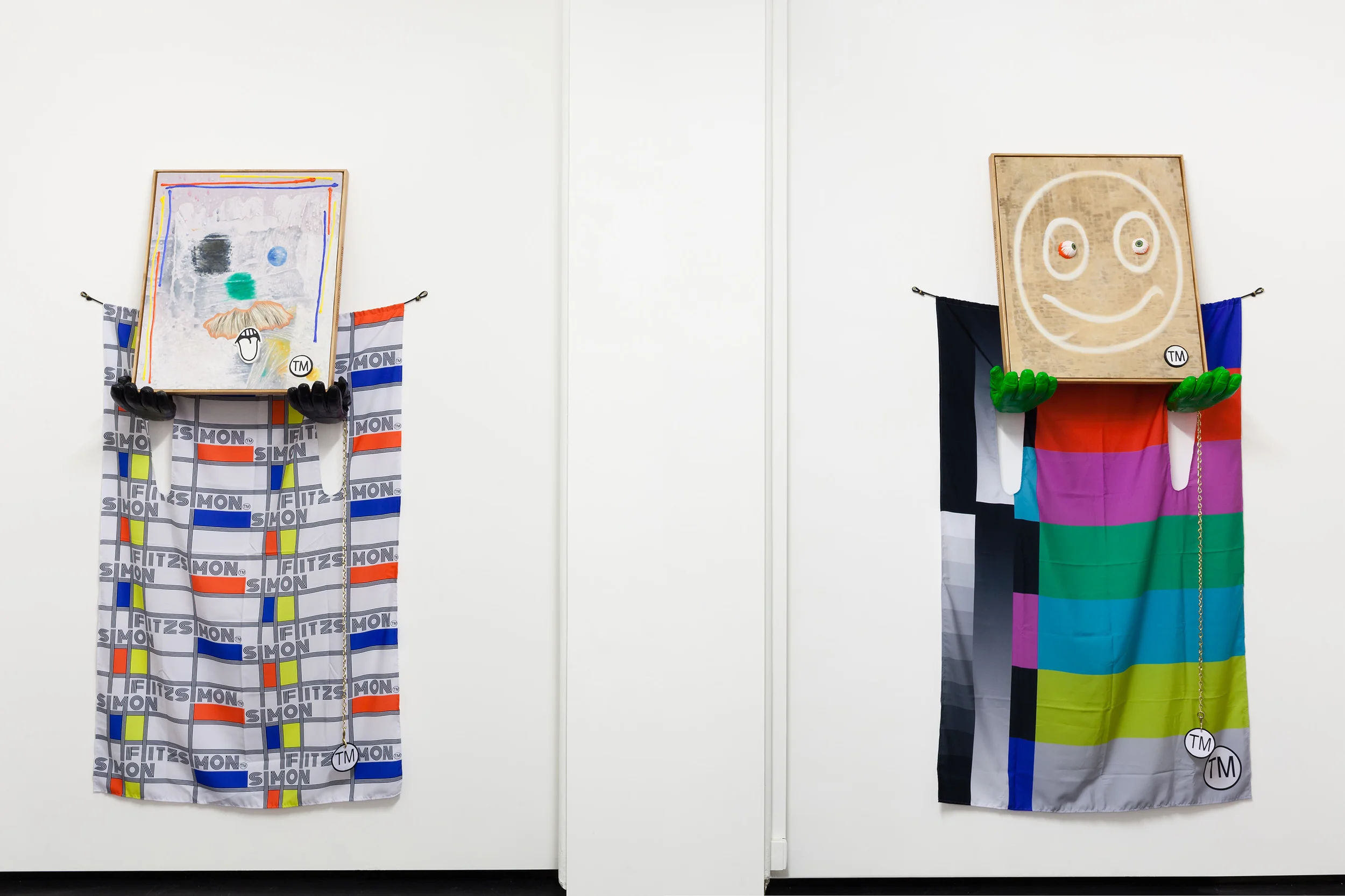 The House of SimonFitzsimon install, oil on clay & board, plaster, digital print, brass and cotton embroidery. 2015. Photo courtesy of Taryn Ellis