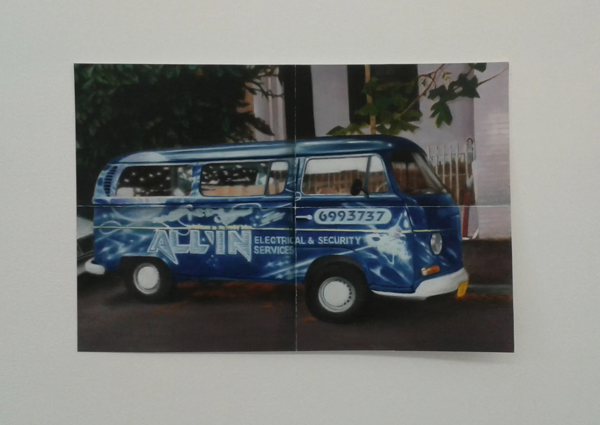 'Uncle Paul's van painted by Uncle Ant, painted by me', Cathedral @ BUS Projects, oil on paper, 2015
