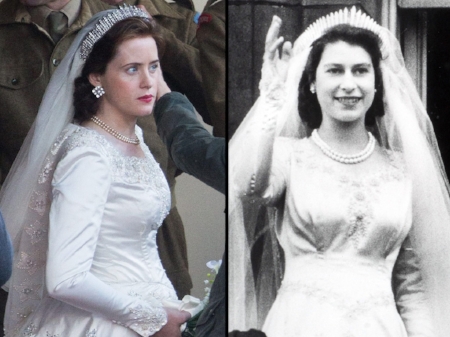 Netflix spent £30,000 on an exact replica of then Princess Elizabeth's wedding dress. Photo Credit: cleartalk.mplore.com
