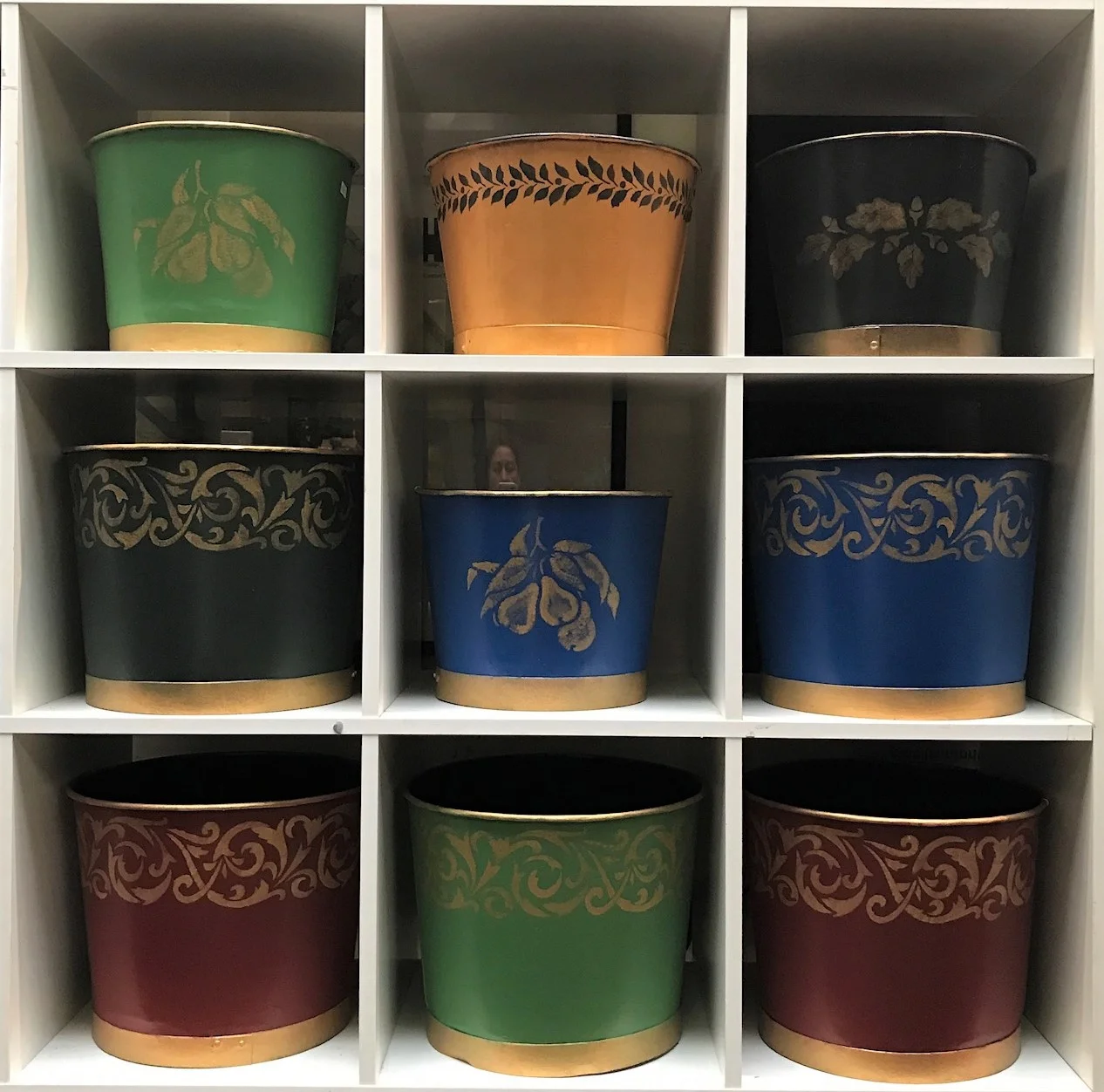 Hand Stenciled Metal Pots