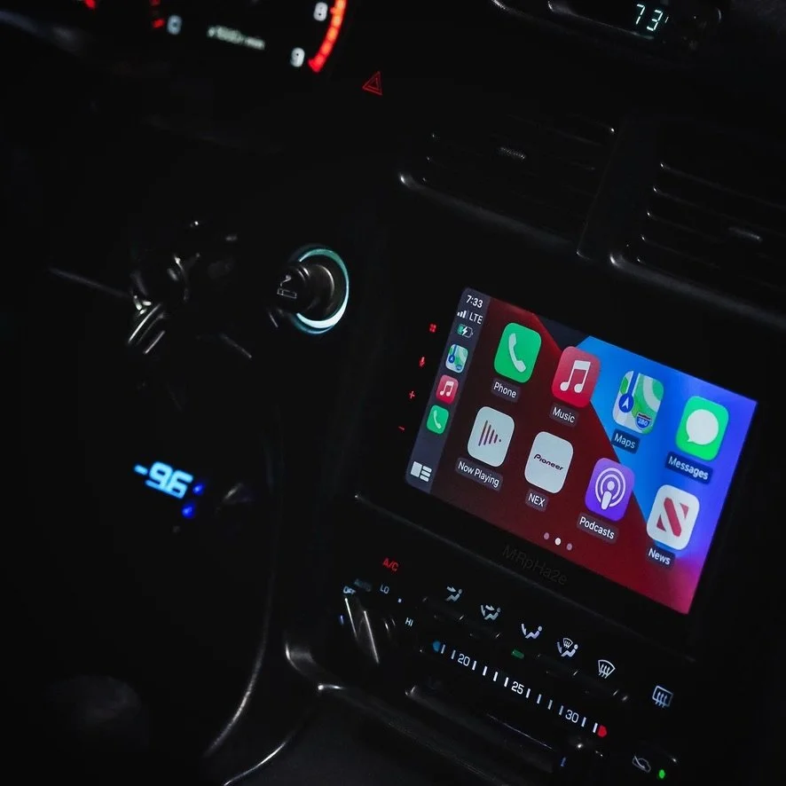  I also wanted modern conveniences without completely changing the character of the cabin. A  Pioneer 4600NEX  provides wireless Apple CarPlay, a  JL Audio W6v3 10-inch subwoofer  sits behind the passenger seat, and the car has a  Viper 5906V securit