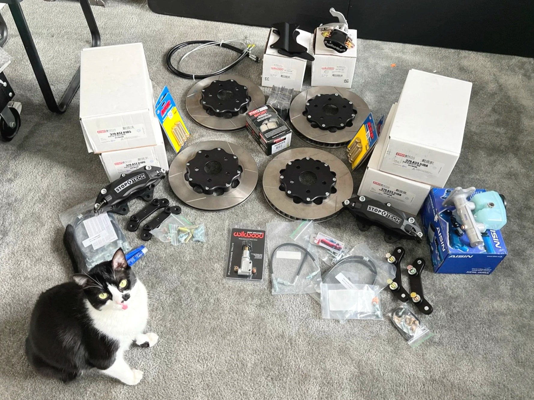    Braking was upgraded with a  StopTech ST43 big brake kit  and Wilwood rotors.  With a mid-engine car making considerably more power than it did when it left the factory, I wanted the braking and suspension to receive the same attention as the engi