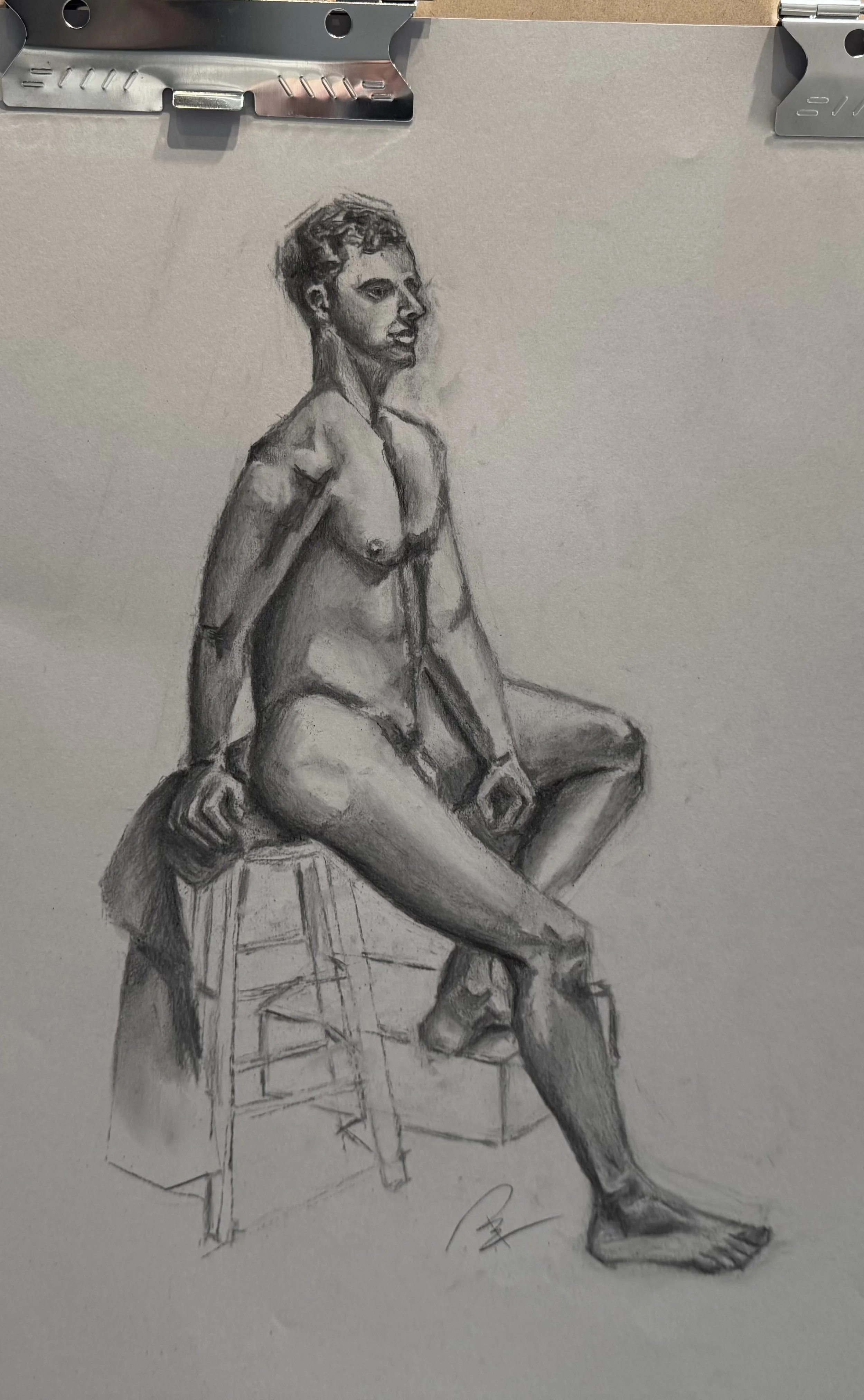 Live Study - Charcoal on Toned Paper