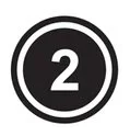 Number two badge or sign in black and white